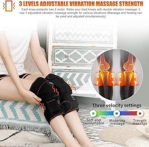 Revitalize Your Knees: High-Quality Fabric, Lightweight and Comfortable, Adjustable Heating and Massage for Ultimate Pain and Stress Relief