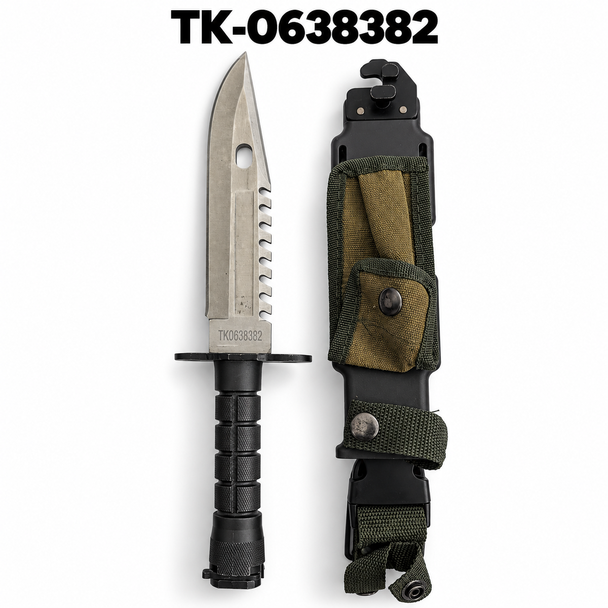 TK-0638382 Silver Blade Military Style Survival Knife with Sheath | StreetSaver.pk